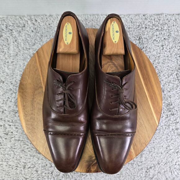 Jack Erwin Brown Leather Business Casual Cap Toe Oxford Dress Shoe Mens 11.5 - Picture 5 of 15